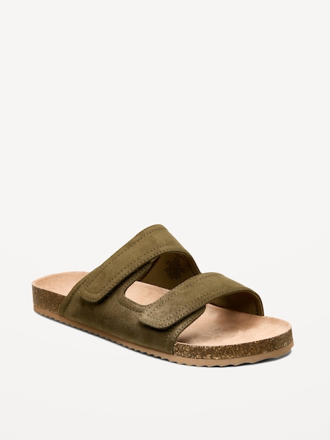 Faux-Suede Double-Strap Slide Sandals for Men