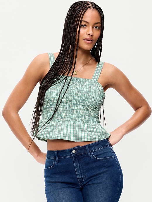 Image number 1 showing, Smocked Peplum Tank Top