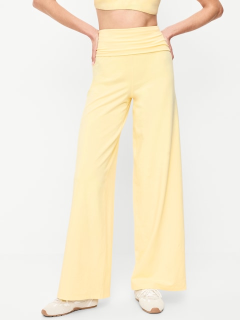 High-Waisted PowerChill Fold-Over Wide-Leg Pants