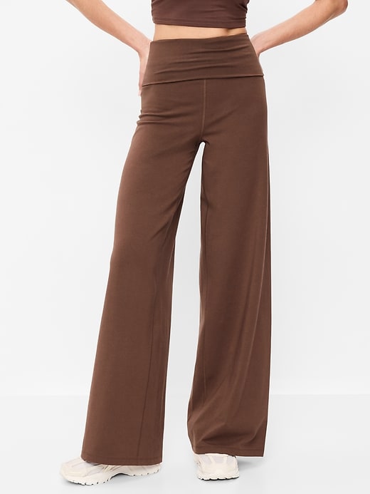 Image number 1 showing, High-Waisted PowerChill Fold-Over Wide-Leg Pants