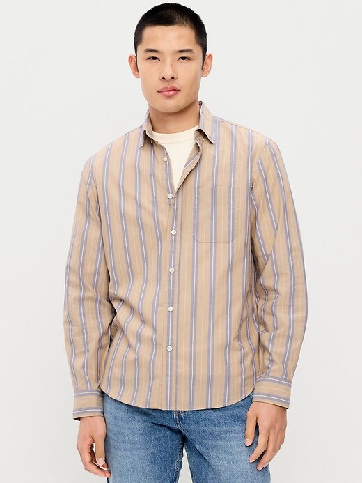 L'image numéro 1 présente Chemise passe-partout coupe classique en popeline à rayures