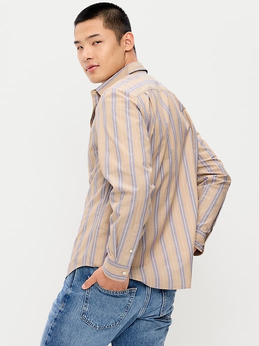 L'image numéro 2 présente Chemise passe-partout coupe classique en popeline à rayures