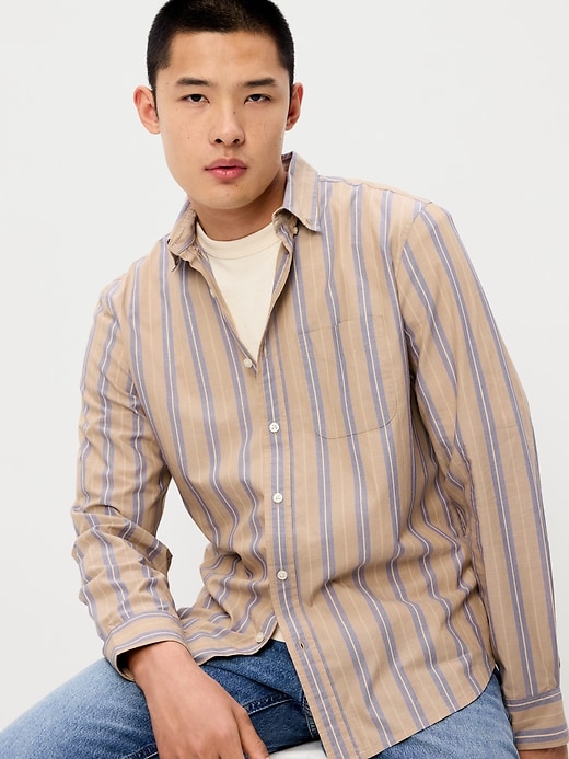 L'image numéro 3 présente Chemise passe-partout coupe classique en popeline à rayures