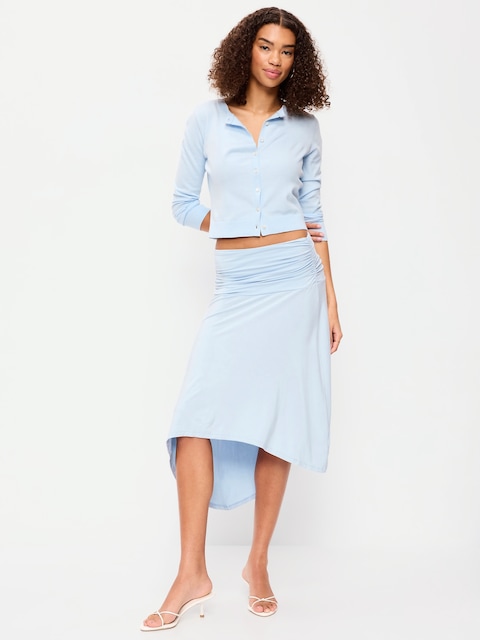 Asymmetrical Draped Midi Skirt