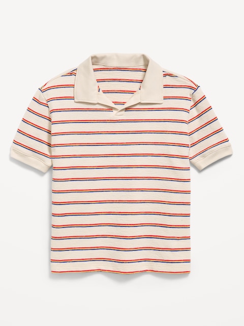 Short-Sleeve Textured-Knit Polo Shirt for Boys