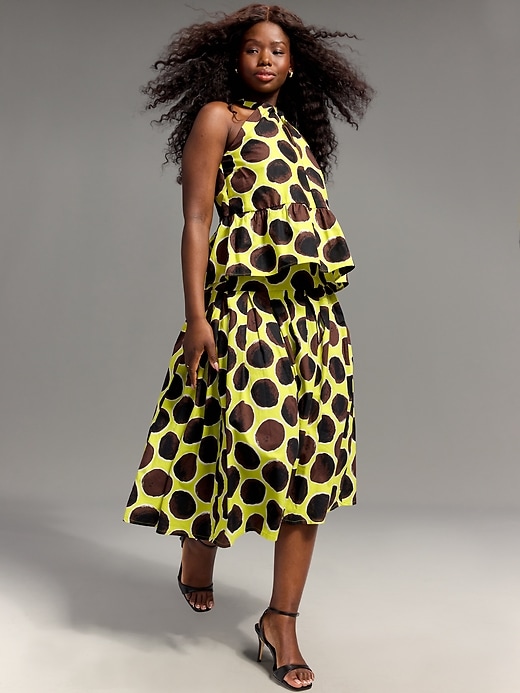 Image number 1 showing, Old Navy x Christopher John Rogers Drop-Waist Midi Skirt