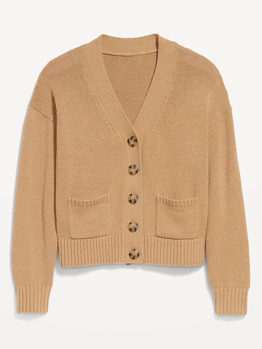 L'image numéro 4 présente Cardigan décontracté en tricot côtelé à encolure en V