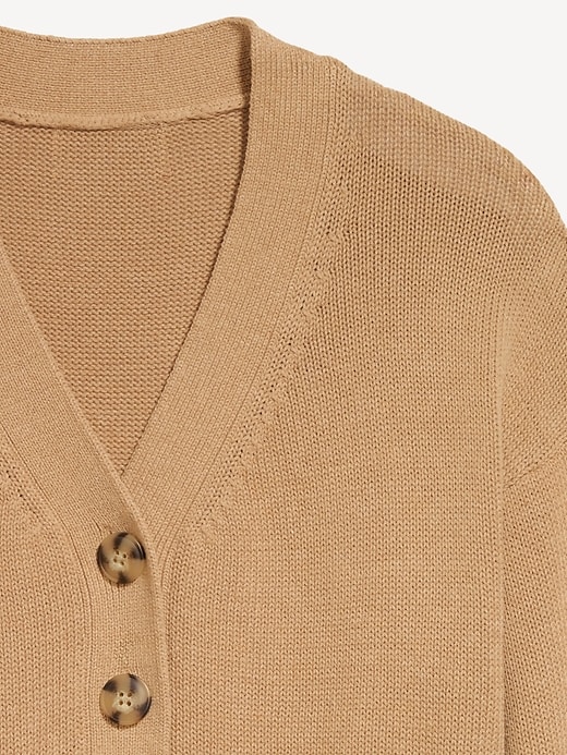 L'image numéro 5 présente Cardigan décontracté en tricot côtelé à encolure en V