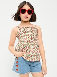 Image number 1 showing, Printed Sleeveless Textured Smocked Top for Girls