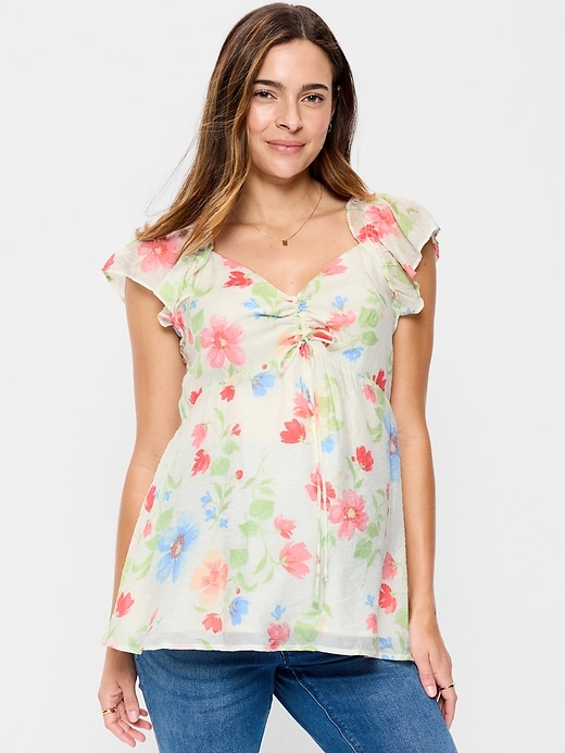 Image number 1 showing, Maternity Ruffle-Sleeve Top