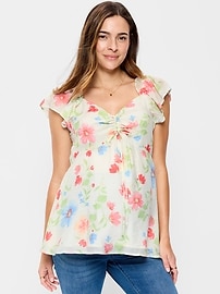 Image number 1 showing, Maternity Ruffle-Sleeve Top