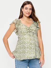 Image number 1 showing, Maternity Ruffle-Sleeve Top