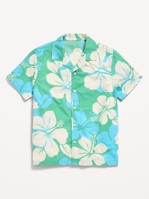 Image number 1 showing, Printed Short-Sleeve Poplin Shirt for Boys