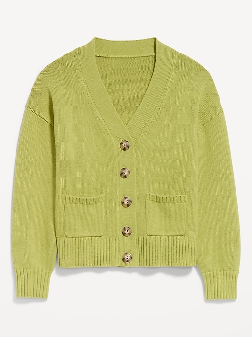 L'image numéro 4 présente Cardigan à encolure en V en tricot de coton littoral
