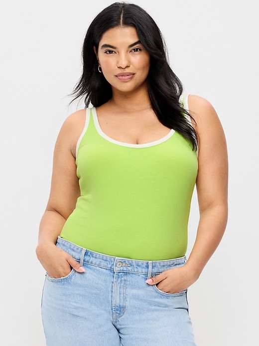 Image number 6 showing, First-Layer Ribbed Scoop-Neck Tank Top
