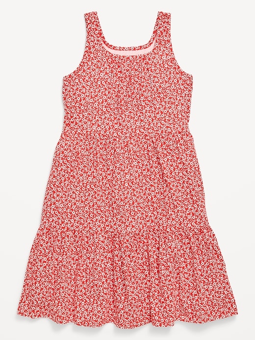 Image number 1 showing, Printed Sleeveless Fit and Flare Tiered Dress for Girls