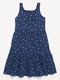 Image number 1 showing, Printed Sleeveless Fit and Flare Tiered Dress for Girls