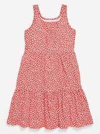 Image number 1 showing, Printed Sleeveless Fit and Flare Tiered Dress for Girls