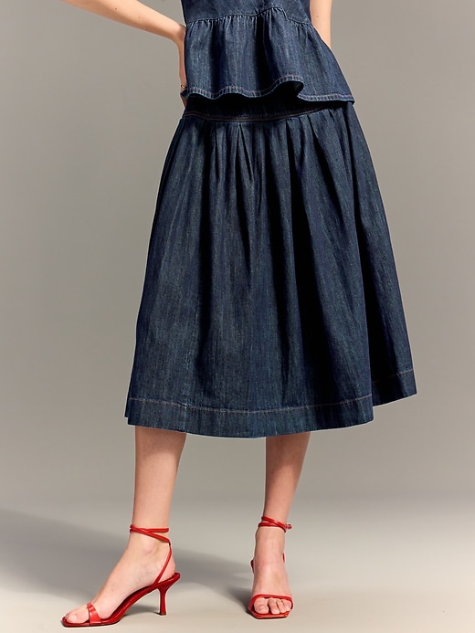 Image number 2 showing, Old Navy x Christopher John Rogers Drop-Waist Jean Midi Skirt