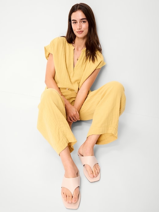 Image number 2 showing, Faux-Leather Wide Thong Sandal for Women