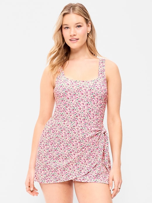 Image number 5 showing, Pique Side-Tie Swim Dress