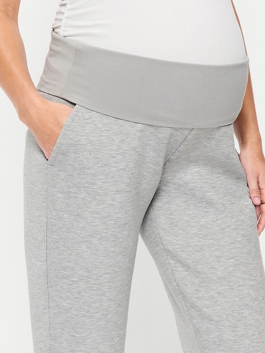 Image number 5 showing, Maternity Bounce Fleece Rollover-Waist Jogger Sweatpants