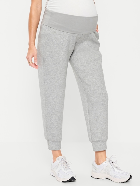 Maternity Bounce Fleece Rollover-Waist Jogger Sweatpants