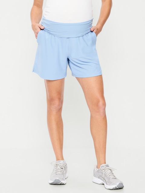 Maternity Rollover-Waist PowerSoft Shorts -- 5-inch inseam