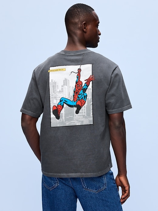 Image number 2 showing, Old Navy x Marvel Spider-Man Boxy Heavyweight Graphic T-Shirt for Men