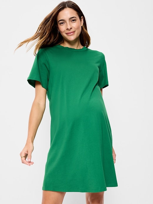 Image number 3 showing, Maternity Vintage Crew-Neck Mini T-Shirt Dress