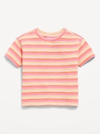 Image number 1 showing, Short-Sleeve Striped Knit Top for Toddler Girls