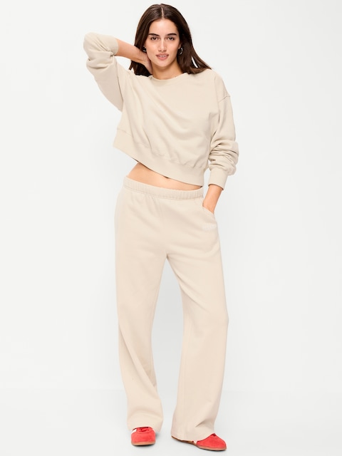 High-Waisted Fleece Wide-Leg Sweatpants