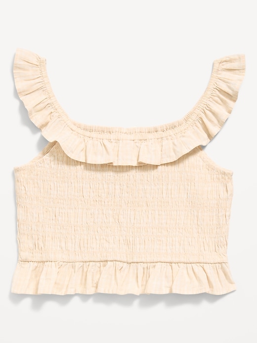 Image number 3 showing, Sleeveless Fitted Ruffled Smocked Top for Girls