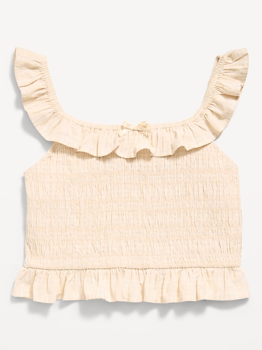Image number 2 showing, Sleeveless Fitted Ruffled Smocked Top for Girls