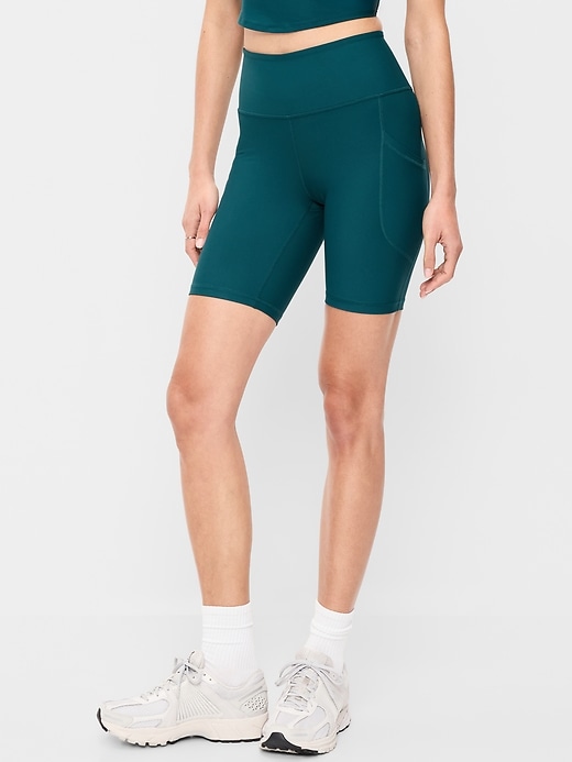 Image number 1 showing, High-Waisted PowerSoft Biker Shorts -- 8-inch inseam