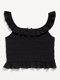 Image number 2 showing, Sleeveless Fitted Ruffled Smocked Top for Girls