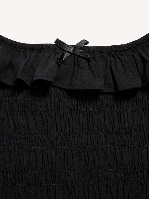 Image number 4 showing, Sleeveless Fitted Ruffled Smocked Top for Girls