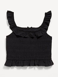 Image number 3 showing, Sleeveless Fitted Ruffled Smocked Top for Girls