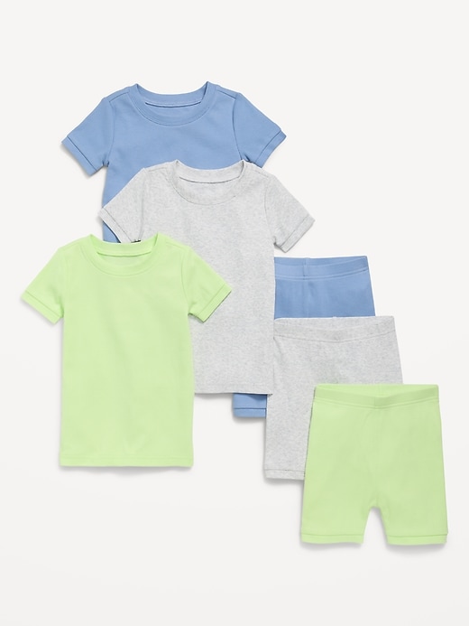 L'image numéro 1 présente Pyjama 6 pièces ajusté en tricot côtelé à motif pour tout-petit et bébé
