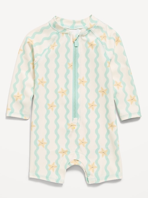 Image number 1 showing, Printed Swim Rashguard Bodysuit for Baby