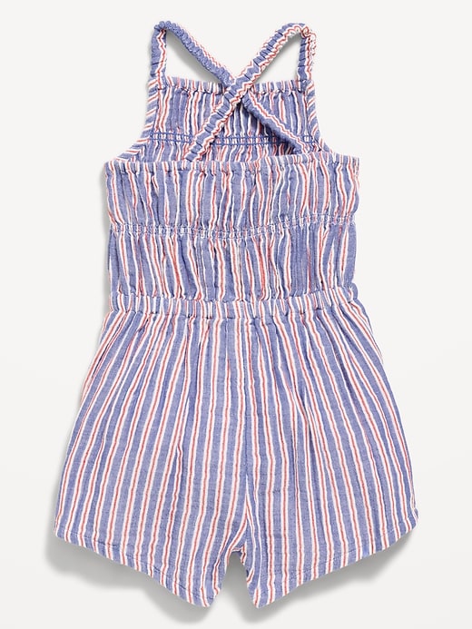 L'image numéro 3 présente Barboteuse sans manches à smocks à double tissage pour toute-petite