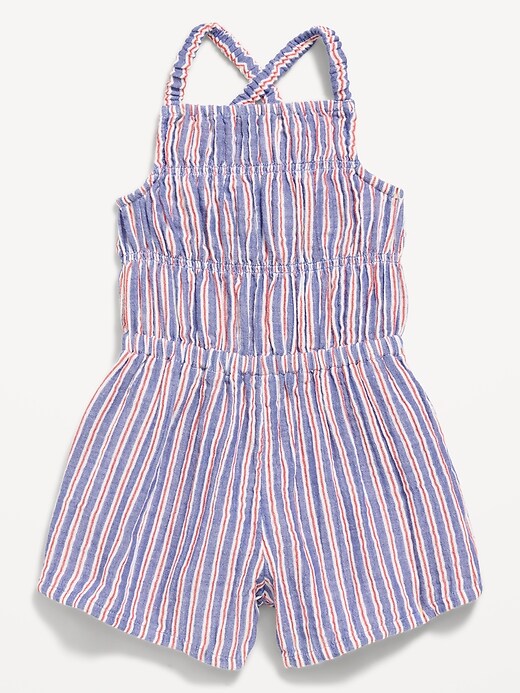 L'image numéro 2 présente Barboteuse sans manches à smocks à double tissage pour toute-petite