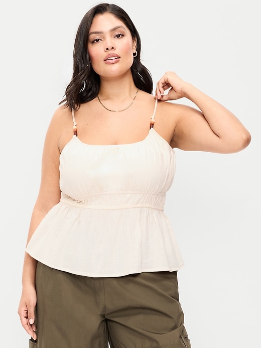 Image number 7 showing, Beaded Strap Smocked-Waist Tank Top