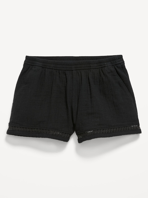 Double-Weave Crochet-Trim Shorts for Girls