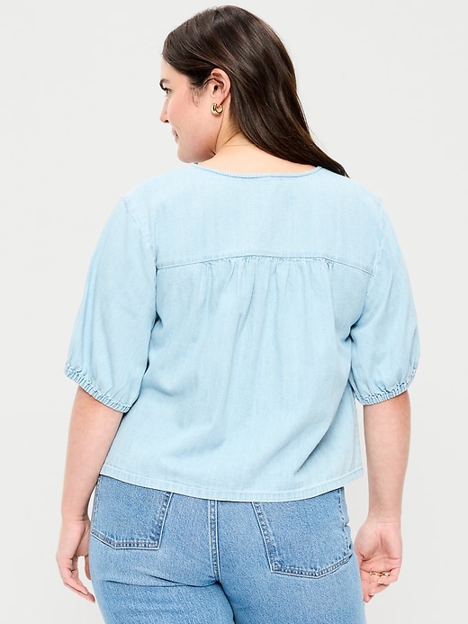 Image number 6 showing, Short-Sleeve Beaded Denim Top