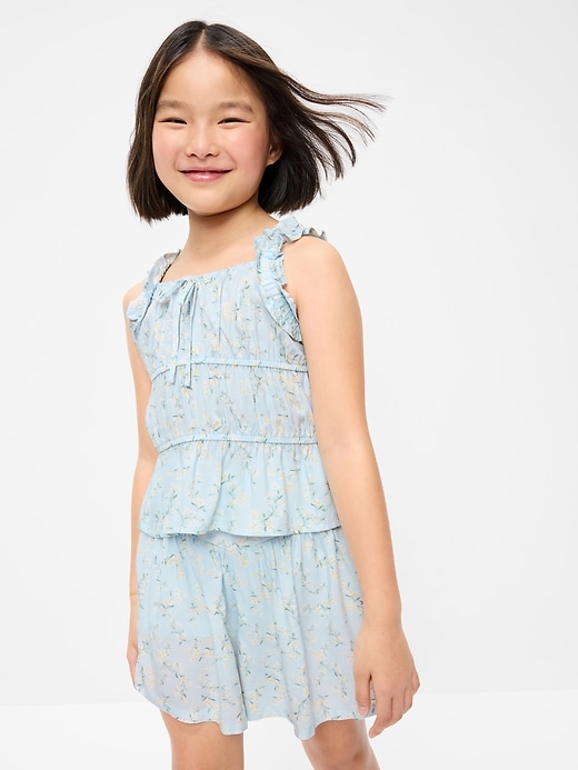 Image number 1 showing, Printed Sleeveless Ruffled Top for Girls