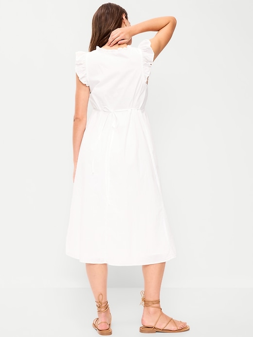 L'image numéro 2 présente Robe mi-longue à col en V et manches flottantes