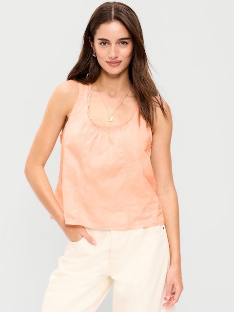 CAMISOLE BRODÉE À BORDURE À VOLANTS