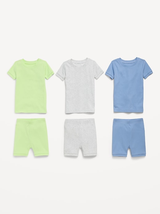 L'image numéro 2 présente Pyjama 6 pièces ajusté en tricot côtelé à motif pour tout-petit et bébé