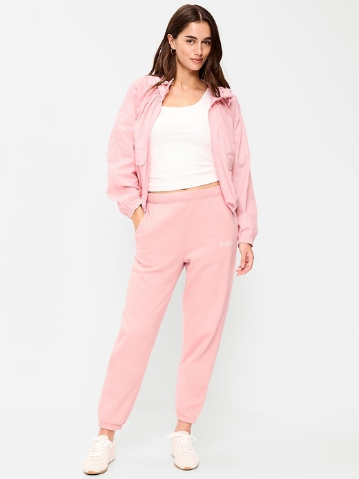 L'image numéro 1 présente Pantalon en coton ouaté à taille haute et cheville cintrée